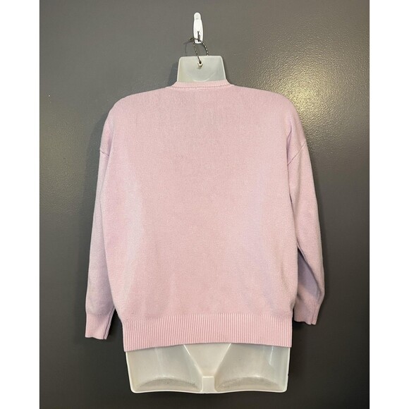 Dump Him Sweater Womens Small Pink Red Pullover Crewneck Graphic Slogan Knit - Picture 4 of 6